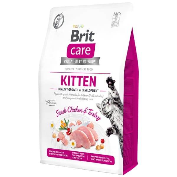 BRIT CARE CAT KITTEN sausā barība kaķēniem Tītars, vista 7kg